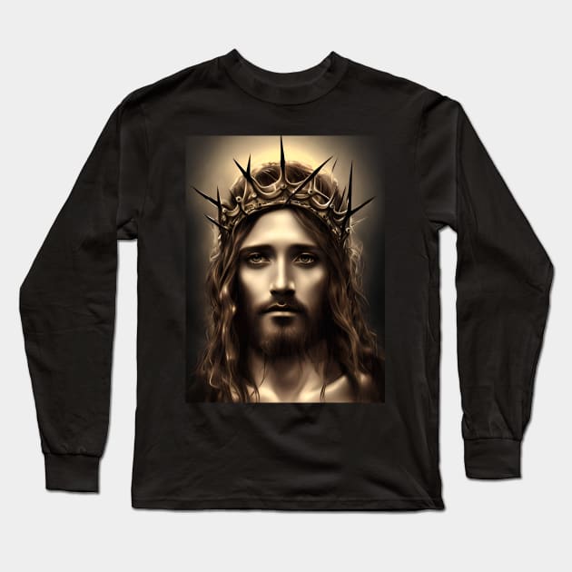 Jesus Art Long Sleeve T-Shirt by AI Art Originals